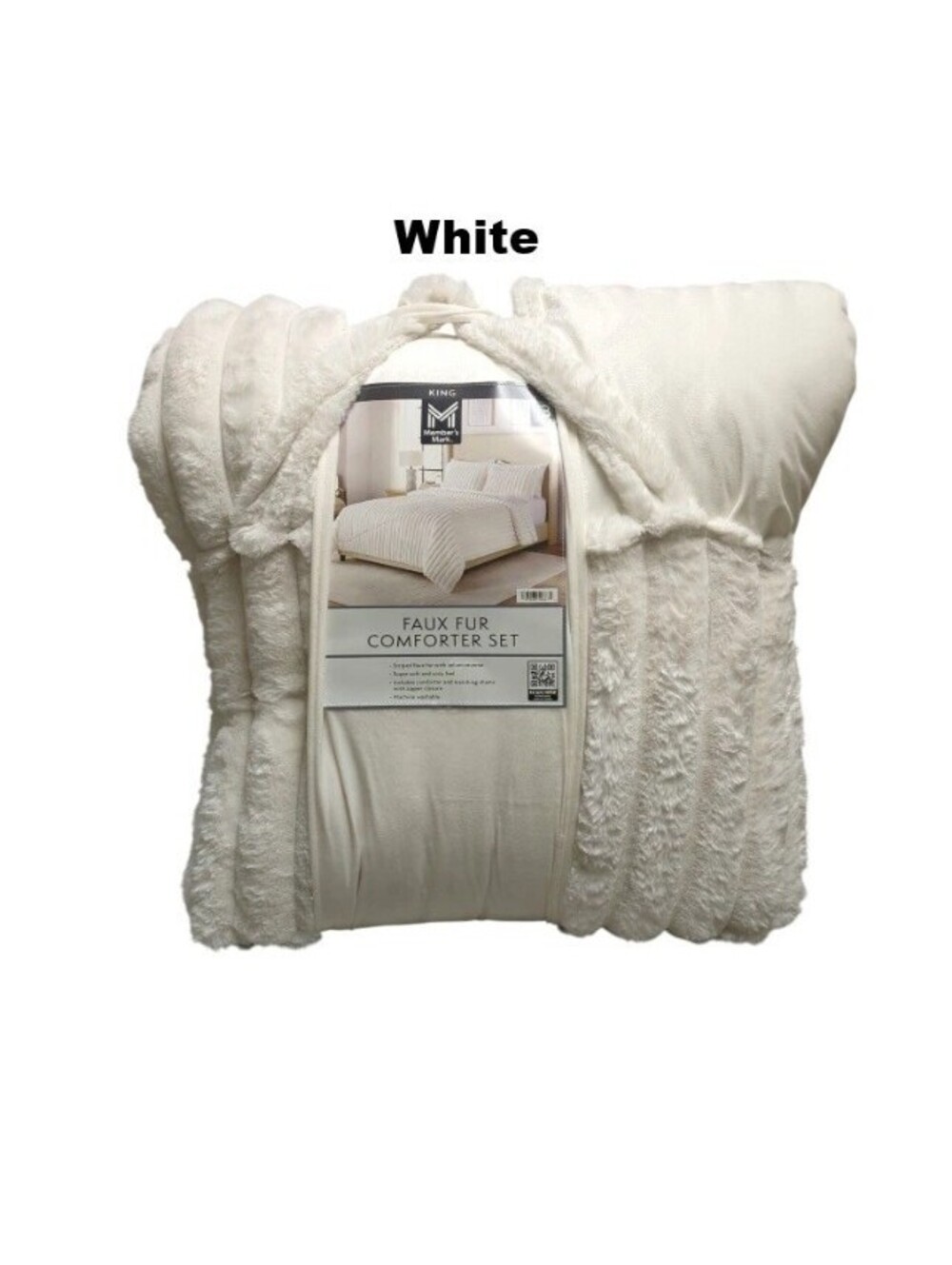 Member's Mark Faux Fur Down Alternative Comforter Set -White